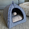 SAMPLE SALE: Printed Painterly Navy/White Stripe Pet Igloo