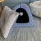 SAMPLE SALE: Printed Painterly Navy/White Stripe Pet Igloo