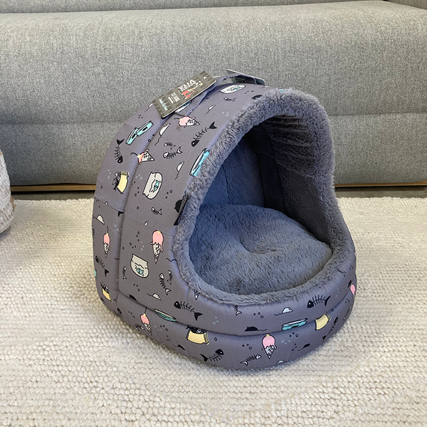 SAMPLE SALE: Moggy Treats Grey Hooded Pet House